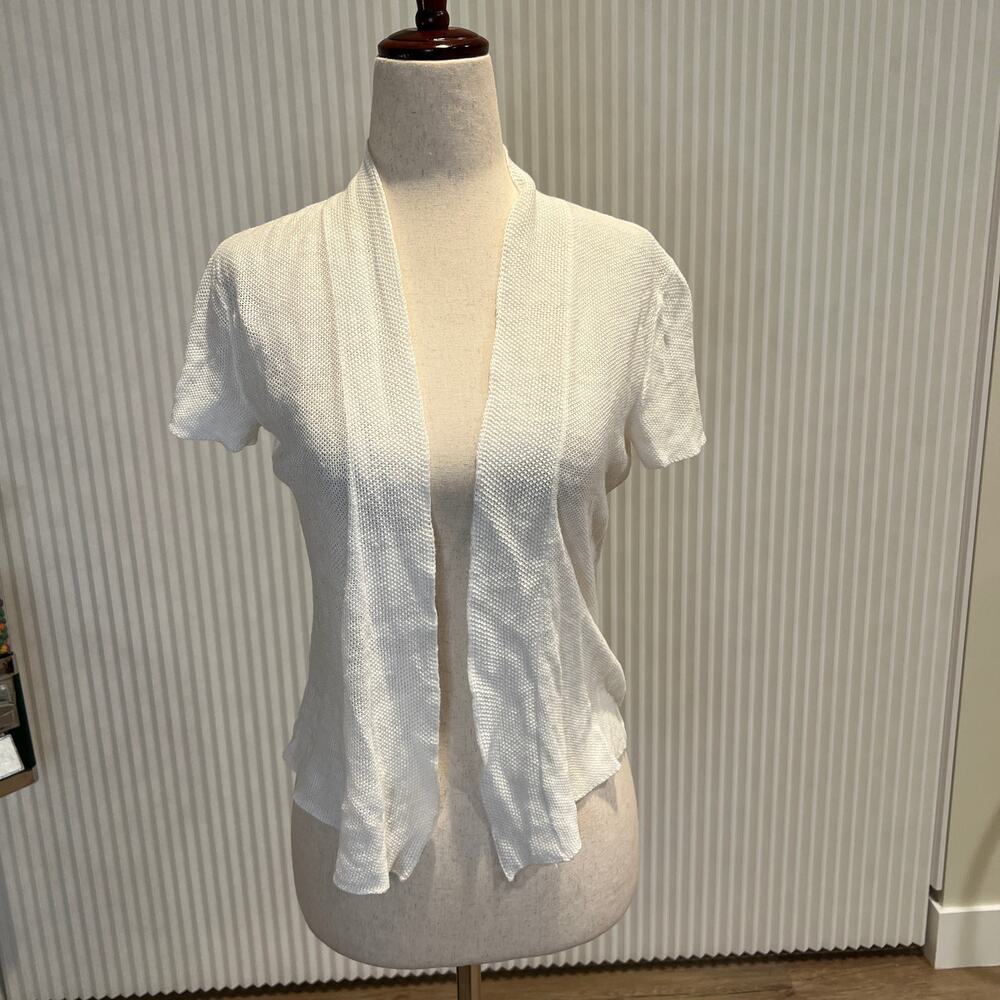EILEEN FISHER Women's Open Front Hemp Cardigan Size XS In White